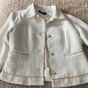 Like New Elegant White Tweed Jacket Size S